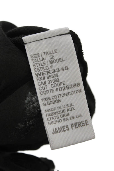 Standard James Perse Women Long Sleeve V-Neck Cotton Tunic Black Size 2