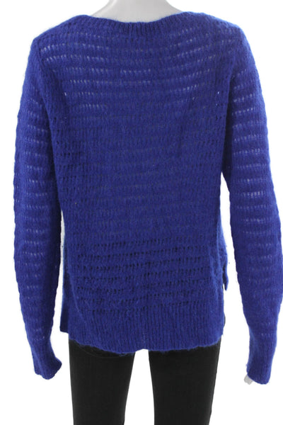 Rebecca Taylor Womens Pullover Mohair Sweater Blue Long Sleeve Neck Size L