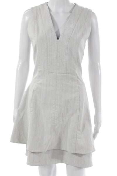 Derek Lam 10 Crosby Women Fit & Flare Dress Gray V Neck Sleeveless Size 8