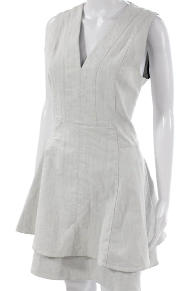 Derek Lam 10 Crosby Women Fit & Flare Dress Gray V Neck Sleeveless Size 8