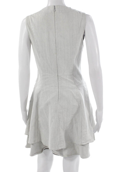 Derek Lam 10 Crosby Women Fit & Flare Dress Gray V Neck Sleeveless Size 8