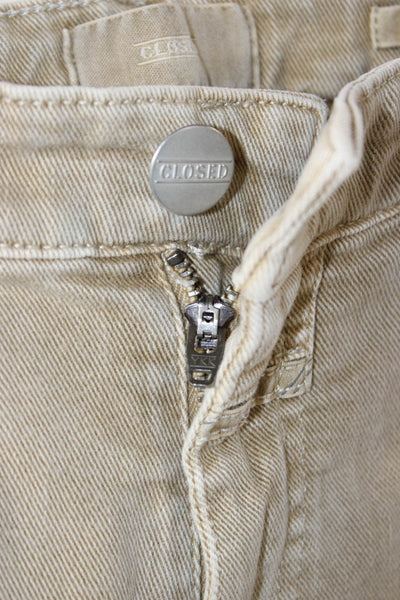 Closed Mens Straight Jeans Beige Cotton High Rise Button Fly Size 28