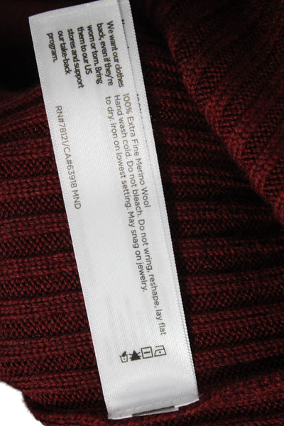 Eileen Fisher Women Red Merino Wool High Neck Sweater Long Sleeve Size M