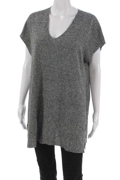 Eileen Fisher Womens Linen V-Neck Tunic Gray Pullover Sleeveless Solid Size M