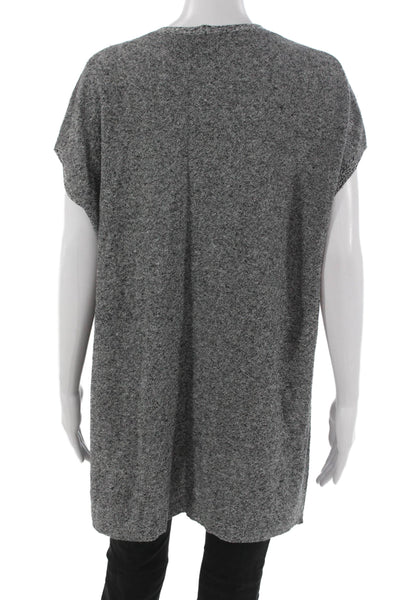 Eileen Fisher Womens Linen V-Neck Tunic Gray Pullover Sleeveless Solid Size M