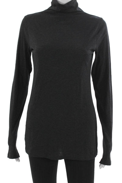 Vince Womens Cotton Turtleneck Long Sleeve Basic T-Shirt Gray Size M