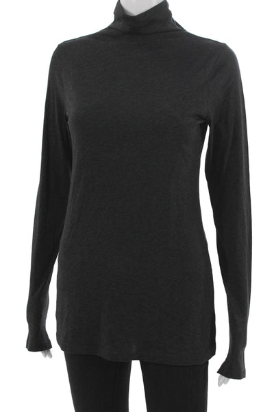 Vince Womens Cotton Turtleneck Long Sleeve Basic T-Shirt Gray Size M