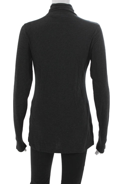 Vince Womens Cotton Turtleneck Long Sleeve Basic T-Shirt Gray Size M