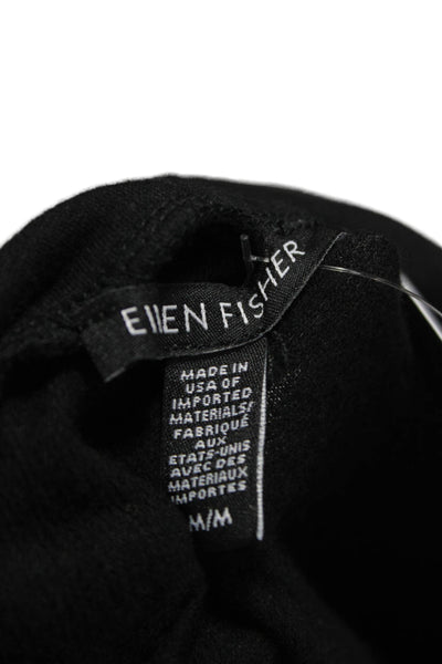 Eileen Fisher Women Black Tencel Mockneck Tunic T-Shirt Long Sleeve Size M