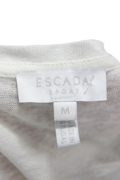 Escada Women Sleeveless Linen Tunic Scoop Neck White Size M