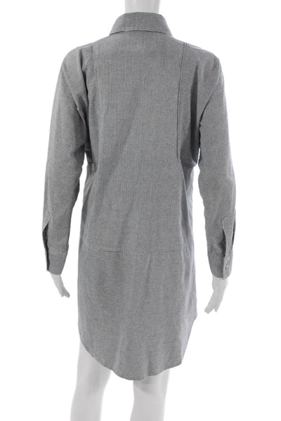 Marissa Webb Women Shirt Dress Gray Cotton Collared Button Long Sleeve Size M