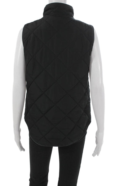 J Crew Womens Quilted Vest Black Polyester Zip Size S