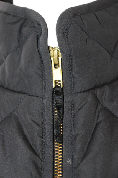 J Crew Womens Quilted Vest Black Polyester Zip Size S