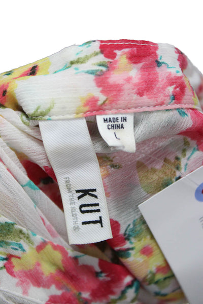 KUT from the Kloth Womens Collared Floral Long Sleeve Blouse Size L