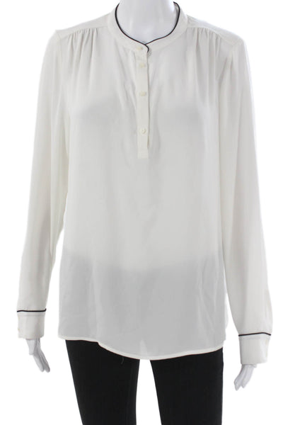 Banana Republic Womens Basic Blouse White Collared Button Long Sleeve Size M