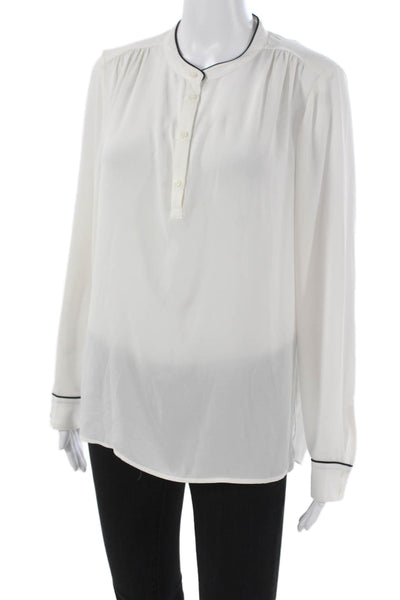 Banana Republic Womens Basic Blouse White Collared Button Long Sleeve Size M