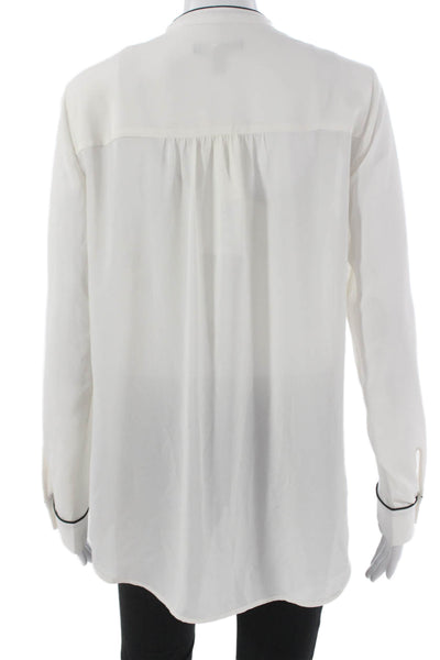 Banana Republic Womens Basic Blouse White Collared Button Long Sleeve Size M