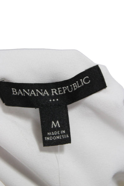 Banana Republic Womens Basic Blouse White Collared Button Long Sleeve Size M