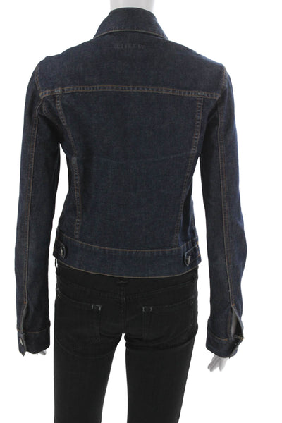Theory Womens Basic Jacket Blue Cotton Blend Button Size M