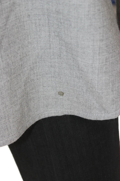 Banana Republic Women Wool Collared Button Up Long Sleeve Gray Top Size M
