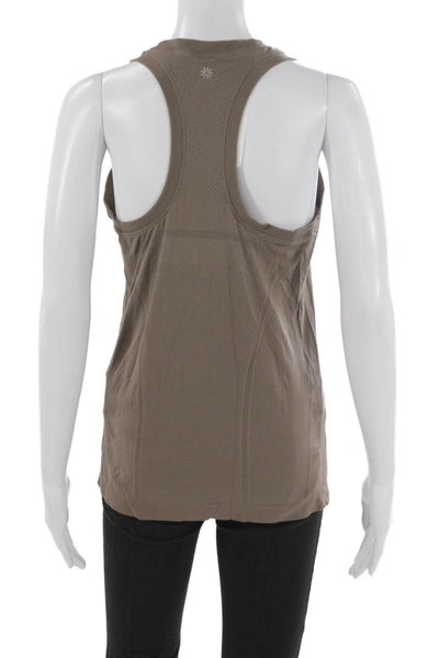Athleta Women Basic Tank Brown Scoop Neck Nylon Sleeveless Size M