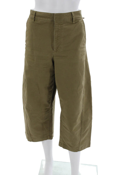 Maeve Anthropologie Womens Cropped Cotton Pants Green Size 12