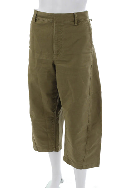 Maeve Anthropologie Womens Cropped Cotton Pants Green Size 12