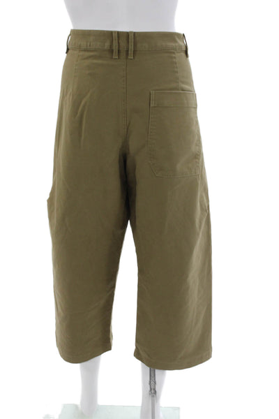 Maeve Anthropologie Womens Cropped Cotton Pants Green Size 12