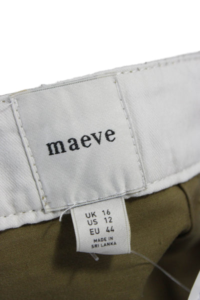 Maeve Anthropologie Womens Cropped Cotton Pants Green Size 12
