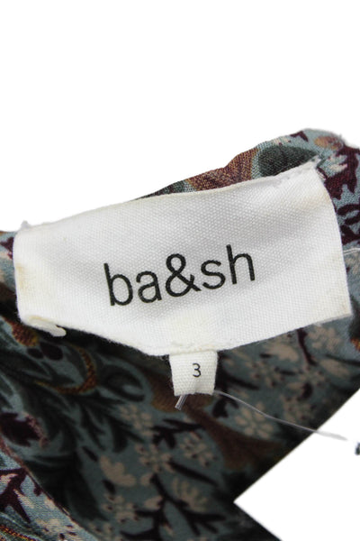 Ba&Sh Women Maxi Floral V-Neck Long Sleeve Multicolor Viscose Dress Size 3