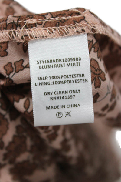 ASTR Womens Maxi Dress Brown Long Sleeve V-Neck Button Floral Size L