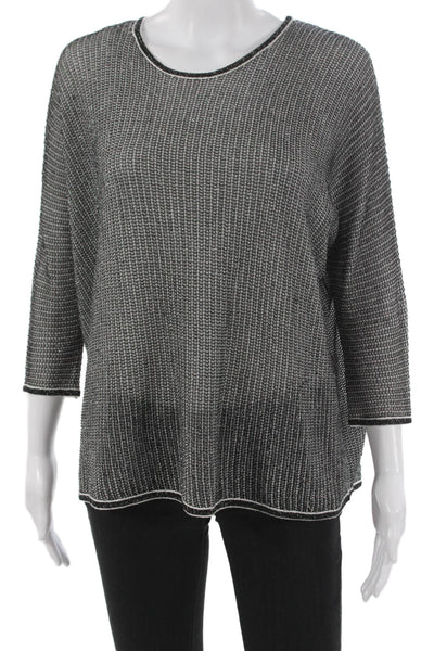 Maje Women Pullover Sweater Gray Geometric 3/4 Sleeve Size One Size