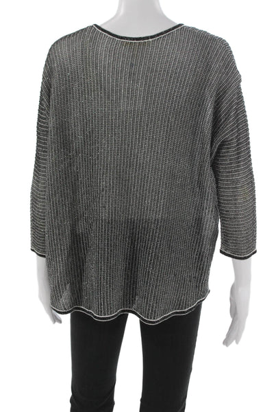 Maje Women Pullover Sweater Gray Geometric 3/4 Sleeve Size One Size