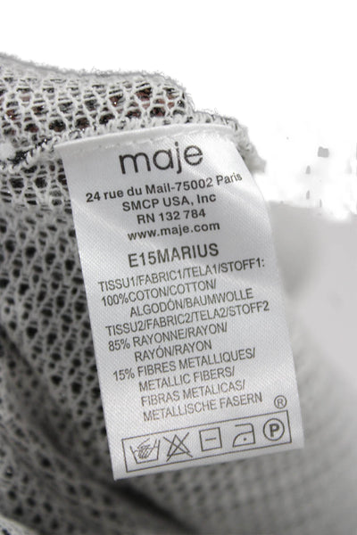 Maje Women Pullover Sweater Gray Geometric 3/4 Sleeve Size One Size