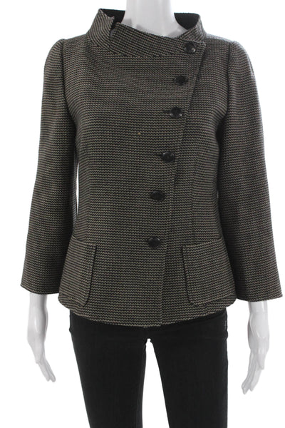 Armani Collezioni Womens Blazer Black 3/4 Sleeve Geometric Polyester Size S