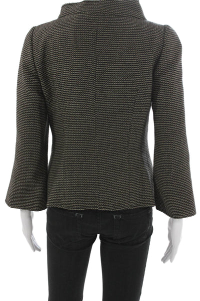 Armani Collezioni Womens Blazer Black 3/4 Sleeve Geometric Polyester Size S