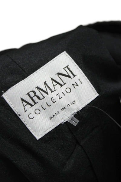 Armani Collezioni Womens Blazer Black 3/4 Sleeve Geometric Polyester Size S