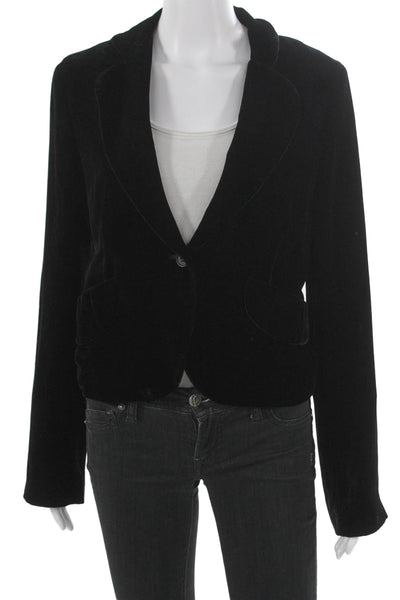 BCBG Max Azria Womens Black Rayon Blazer Button Long Sleeve Size L