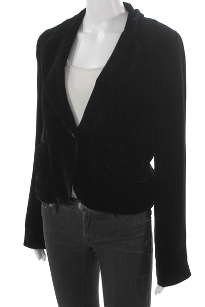 BCBG Max Azria Womens Black Rayon Blazer Button Long Sleeve Size L