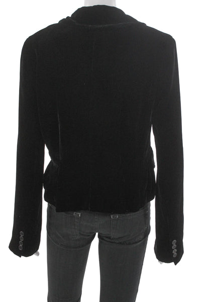 BCBG Max Azria Womens Black Rayon Blazer Button Long Sleeve Size L
