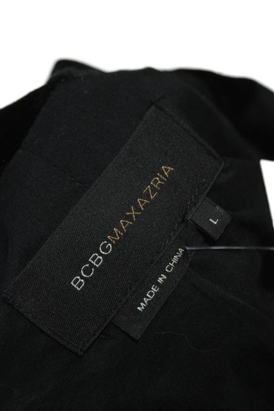 BCBG Max Azria Womens Black Rayon Blazer Button Long Sleeve Size L