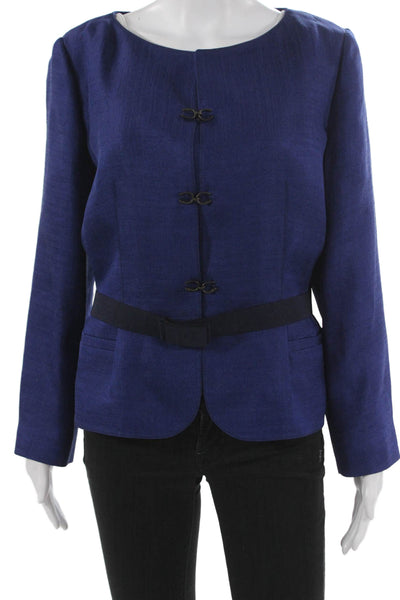 Piazza Sempione Women Blue Polyester Blouse Jacket Buckle Long Sleeve Size S
