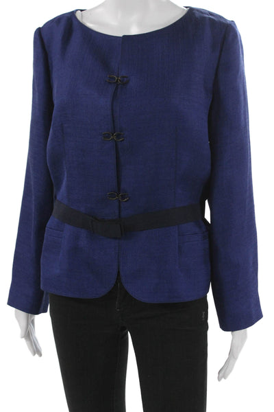 Piazza Sempione Women Blue Polyester Blouse Jacket Buckle Long Sleeve Size S