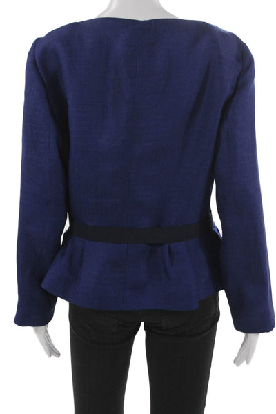 Piazza Sempione Women Blue Polyester Blouse Jacket Buckle Long Sleeve Size S