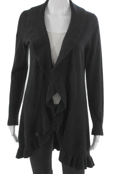 Cashmere By Bloomingdales Women Black Collared Cardigan Long Sleeve Size S