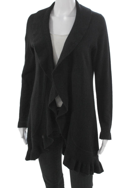 Cashmere By Bloomingdales Women Black Collared Cardigan Long Sleeve Size S