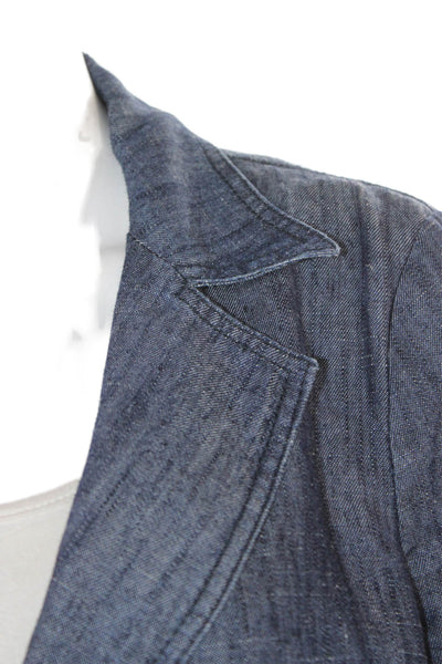 Armani Collezioni Women Denim Blazer Blue Button Long Sleeve Size S