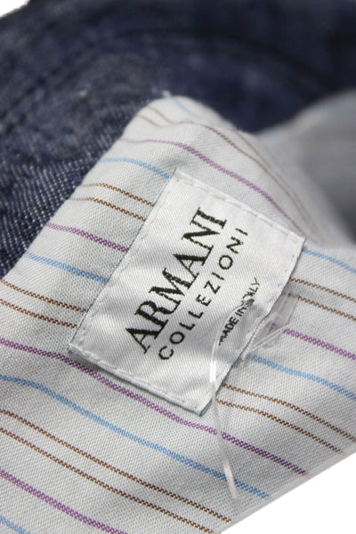 Armani Collezioni Women Denim Blazer Blue Button Long Sleeve Size S