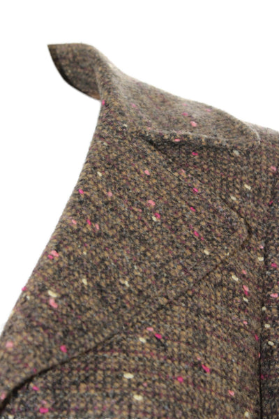 Rena Lange Womens Basic Jacket Tweed Brown Spotted Button Long Sleeve Size S