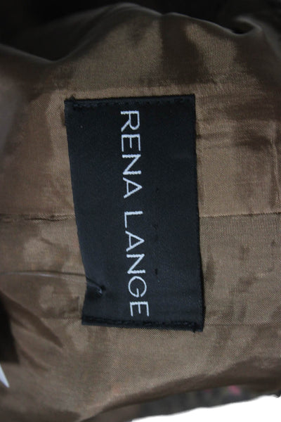Rena Lange Womens Basic Jacket Tweed Brown Spotted Button Long Sleeve Size S